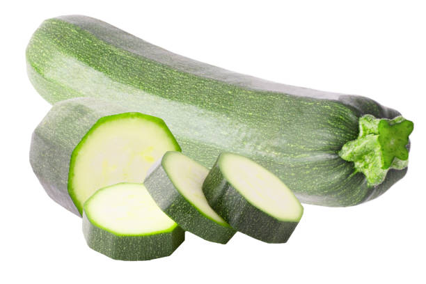 Two zucchini isolated on white background stock photo