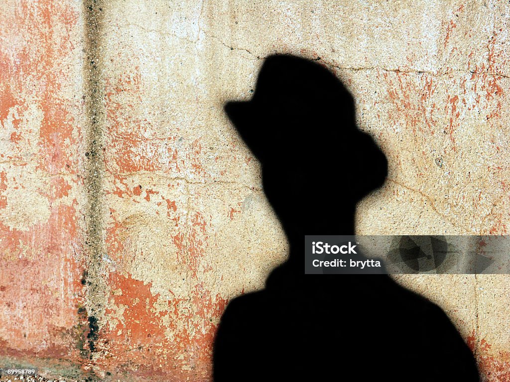 Silhouette von einem Mann gegen die-Wand. - Lizenzfrei Hut Stock-Foto