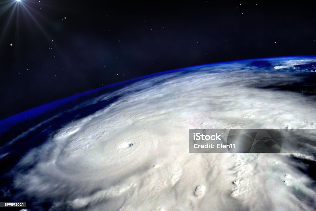 Tifón de huracán sobre el planeta tierra visto desde el espacio. Elementos de imagen son equipados por la NASA. - Foto de stock de Huracán libre de derechos