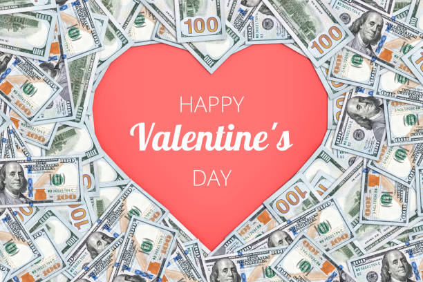 istock Heart shape sign with 100 dollar banknotes. Valentine concept background 899594112