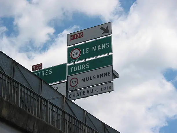 Photo of French Roadsign approaching Le Mans