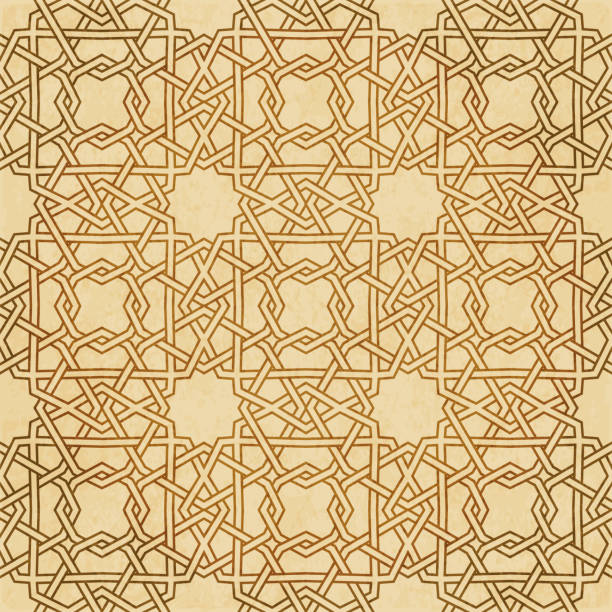 ilustrações, clipart, desenhos animados e ícones de retrô marrom islã geometria sem costura padrão fundo estilo oriental ornamento - cork textured backgrounds circle