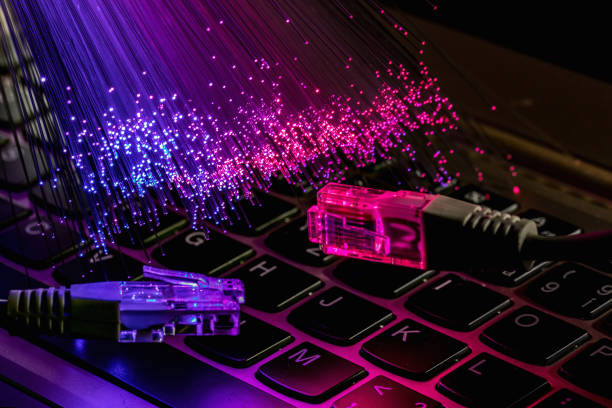 istock Fiber optics lights abstract background, fiber optical background 899606188