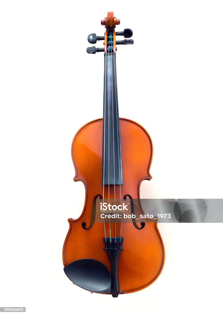 Violin on white background Front view of a red violin isolated on white background Violin Stock Photo