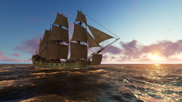 istock Sailboat at sea in the evening at sunset 3d illustration 899610530