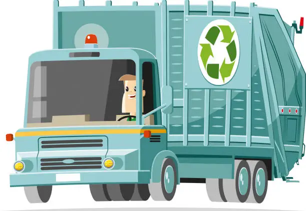 Vector illustration of Cool garbage lorry (vector)