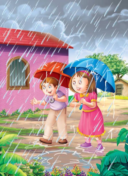Raining vector art illustration