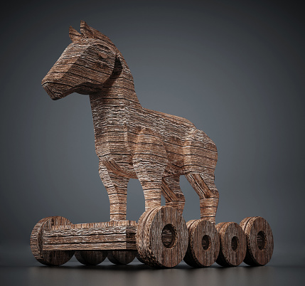 Generic trojan horse isolated on white.