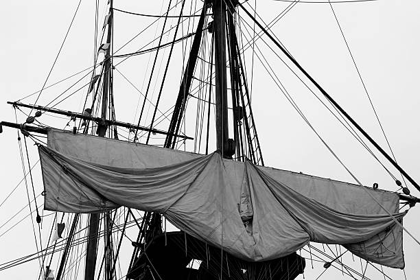 Tied up sail stock photo