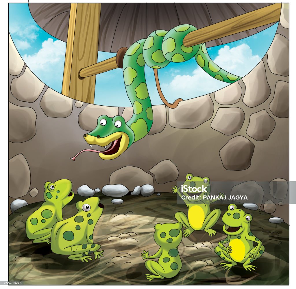 Snake And Frogs Stock Illustration - Download Image Now - Art, Bag