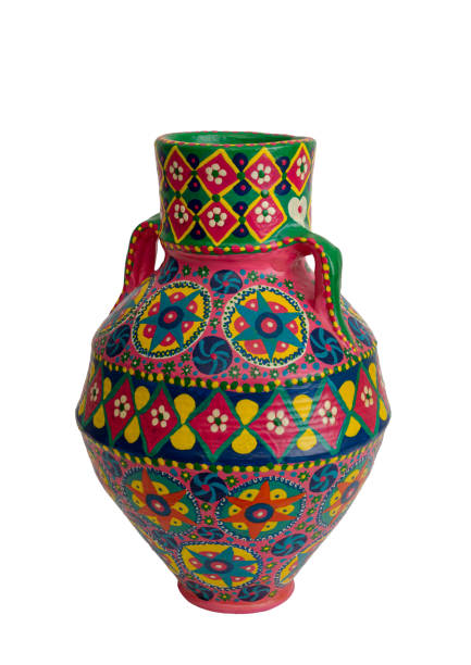 istock Handmade artistic pained colorful pottery vase isolated on white 899623010