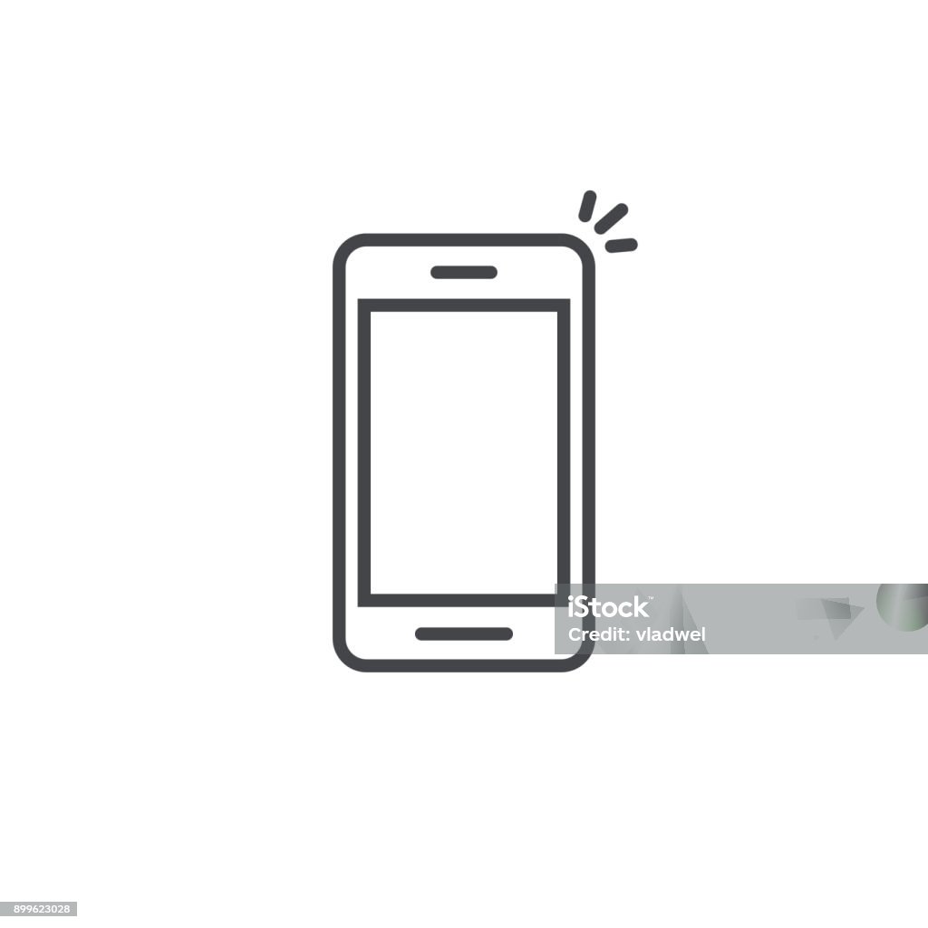 Mobile phone icon vector, line art outline smartphone symbol, simple linear cellphone pictogram isolated on white Mobile phone icon vector, line art outline style of smartphone symbol, simple linear cellphone pictogram isolated on white Mobile Phone stock vector