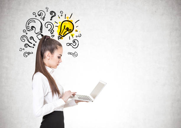 istock Serious young businesswoman, question, idea 899628440