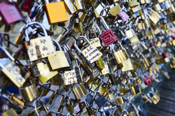 istock love locks attached on a bridge in Paris, France 899632030