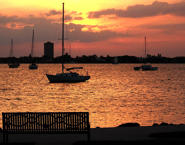 Sunset off the Florida Coast stock photo