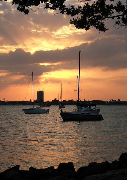 Sunset in the Florida bay stock photo