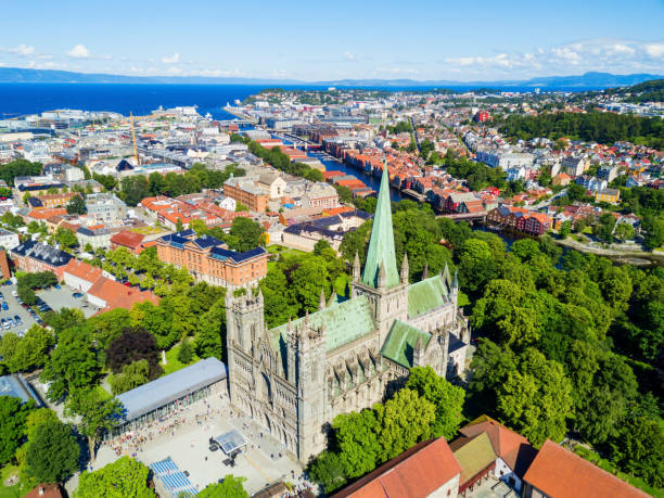 Nidaros Cathedral in Trondheim stock photo