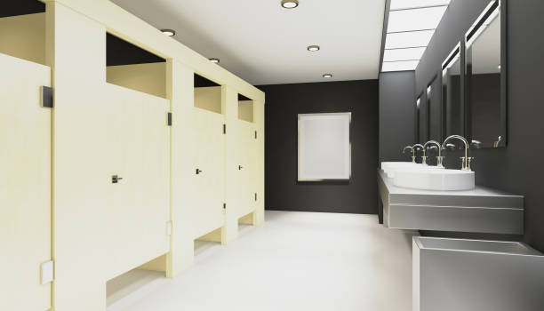 istock Public female restroom. 3D rendering. Empty picture 899649016