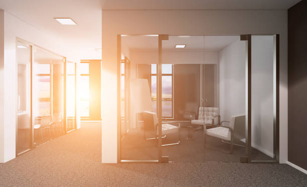 istock Modern office Cabinet. Meeting room. 3D rendering. Sunset. 899649414