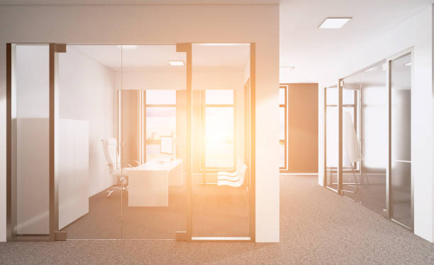 istock Modern office Cabinet. Meeting room. 3D rendering. Sunset. 899649434