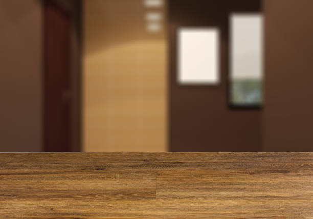 istock Scandinavian bathroom, classic  vintage interior design.  Empty wooden table. 899650028