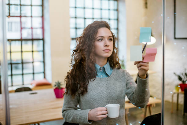 istock Concept of business woman making plan on sticky notes. 899652536