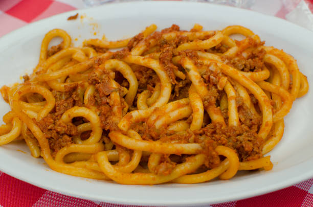 istock Pici with duck sauce - Italian food 899653576