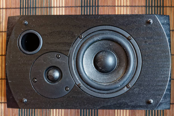 istock Loudspeaker or audio speaker at recording studio - top view 899657294