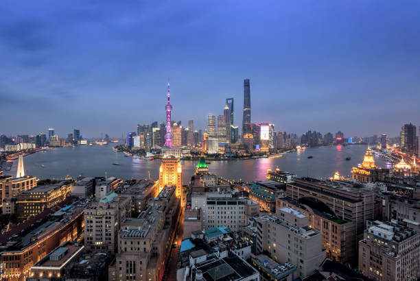 istock Shanghai skyline and cityscape at night 899665800