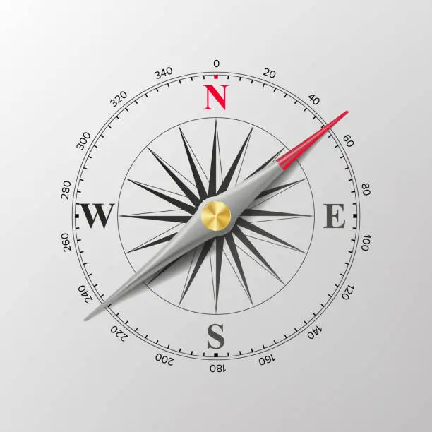 Vector illustration of Compass Wind Rose Vector. Isolated Illustration