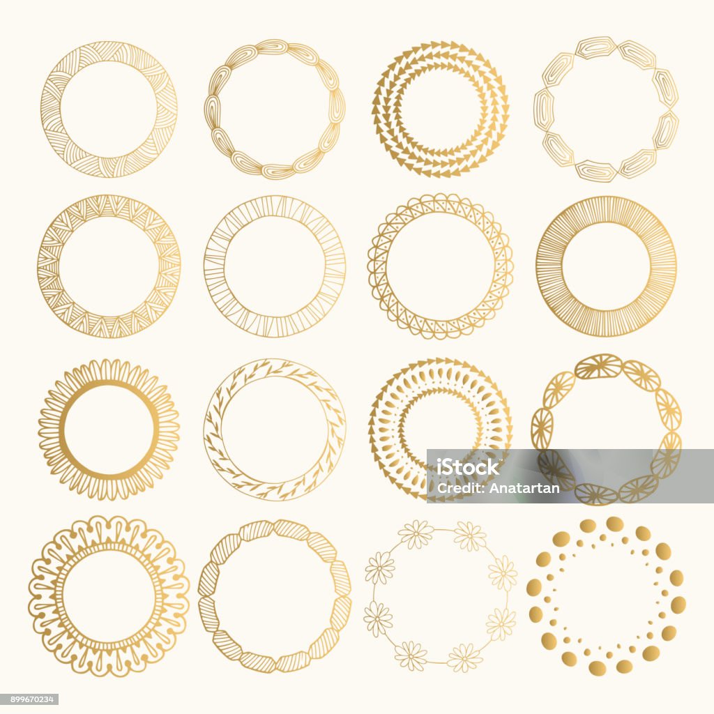 Rustic Golden Design Set Of Rustic Golden Frames Vector Isolated Stock Illustration ...