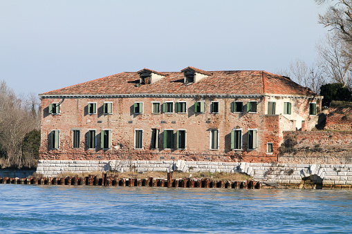 An old villa located outside Venice, on the shores of Torcello, in the lagoon