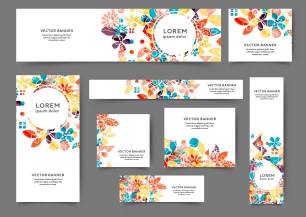 Web banner templates Set of abstract web banner templates with floral background. Different sizes spring background stock illustrations
