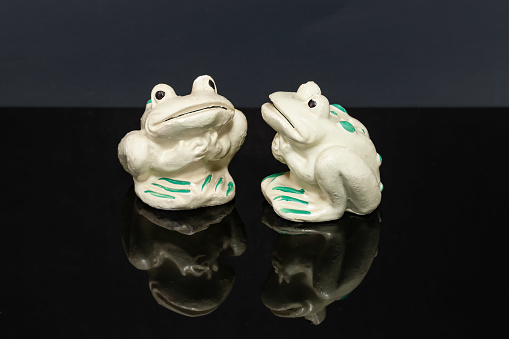 light green frog shaped salt and pepper shaker sel