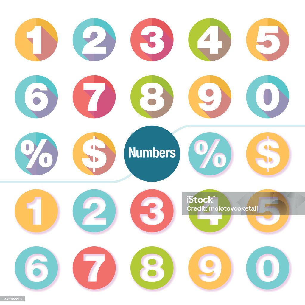colorful number icon set 2 set of modern number icon set with minimal shadow effect. Number stock vector