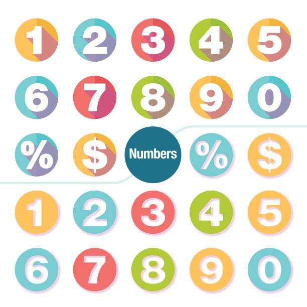 colorful number icon set vector art illustration
