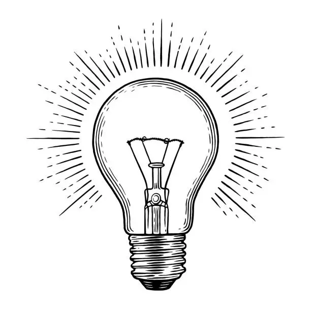 Vector illustration of Engraving light bulb