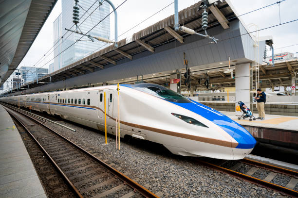 Tokyo, Japan - May 14, 2017: E7 series Shinkansen bullet train ready for departure at Tokyo Station.