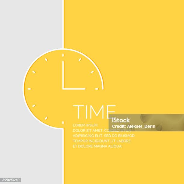 Czas W Stylu Liniowym Ilustracja Wektorowa - Stockowe grafiki wektorowe i więcej obrazów Zegar - Zegar, Czas, Plakat