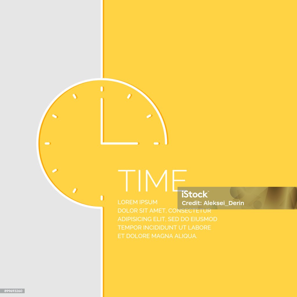Time in a linear style. Vector illustration Time in a linear style. Vector illustration on a yellow background. Clock stock vector
