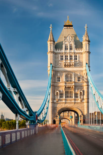 Tower Bridge in London with blue sky stock photo