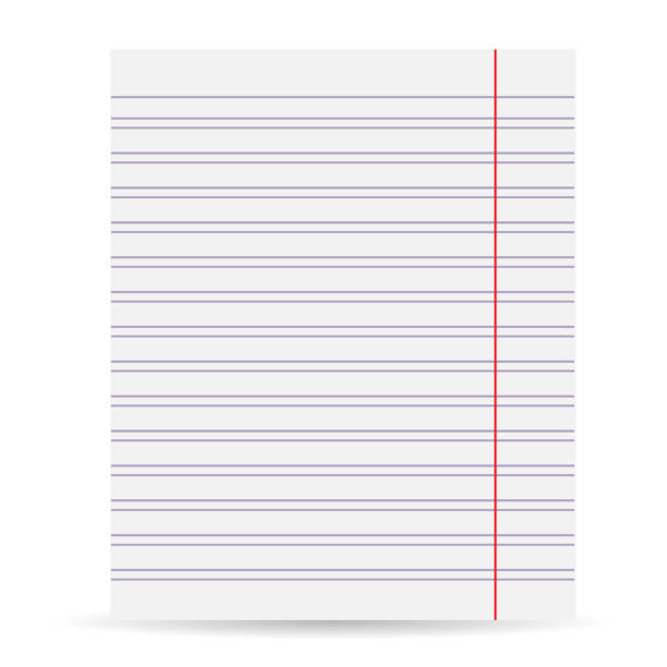 notebook leeres papierhintergrund. ein blatt papier in der schlange. isoliert auf weißem hintergrund. vektor-illustration. - paper ruled old striped stock-grafiken, -clipart, -cartoons und -symbole