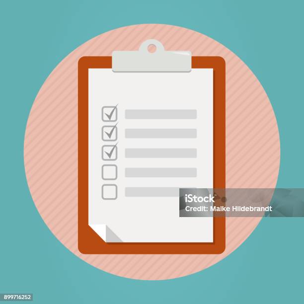 Notepad With Checkboxes Notepad Flat Design Stock Illustration - Download Image Now - Business ...