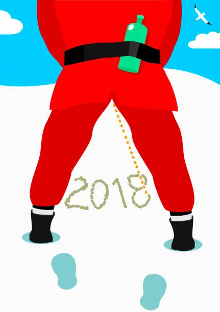 Vector illustration of Peeing Santa Claus