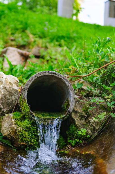 istock pipe from the ground flowing ecological clean water 899719834