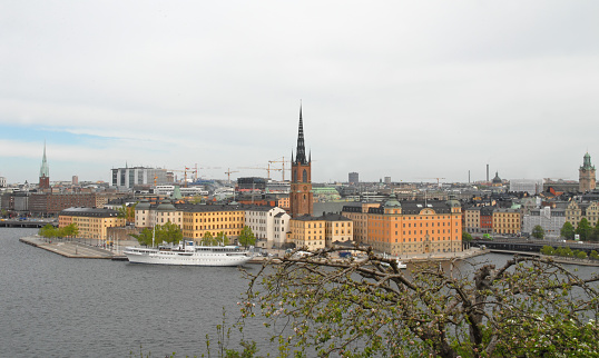 View of Riddarholmen and Riddarholmskyrkan in Stockholm, Sweden