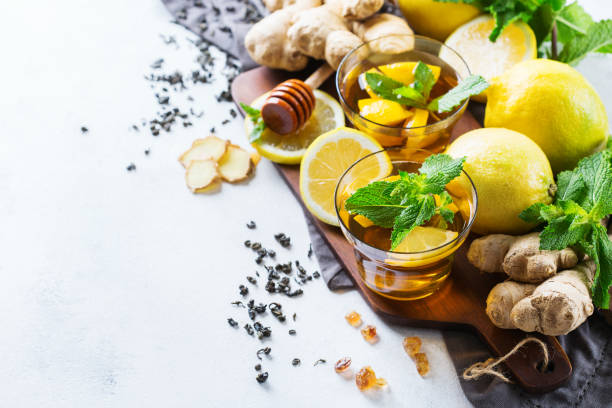 istock Japanese chinese tea teapot lemon ginger mint 899727500