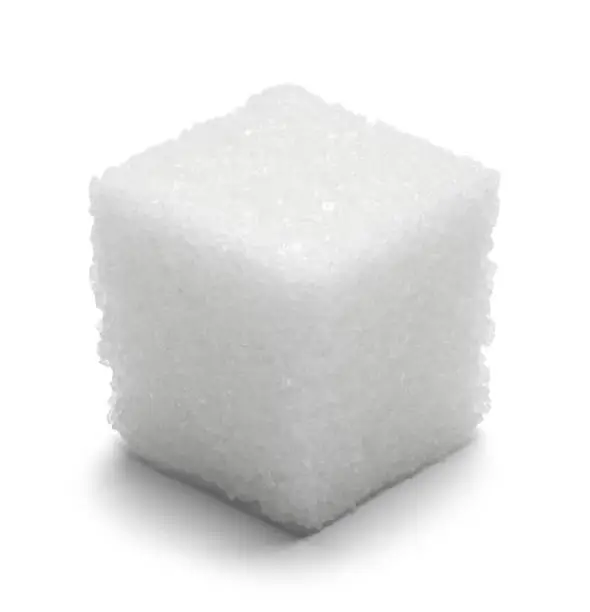 Single Cube of Sugar Isolated on White Background.