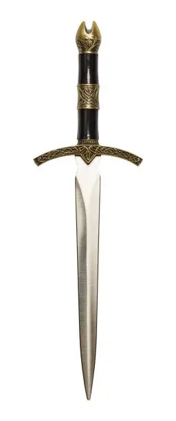 Ornate Dagger Sword Isolated on a White Background.