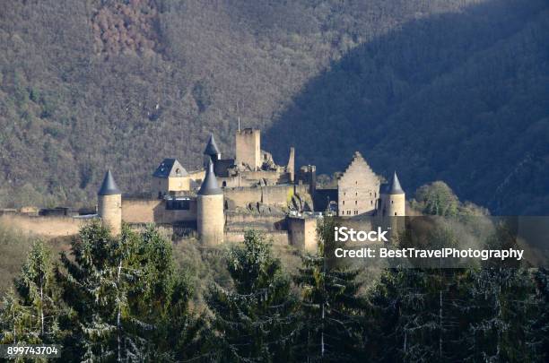 Castle Of Bourscheid Stock Photo - Download Image Now - Christmas, Cold Temperature, December